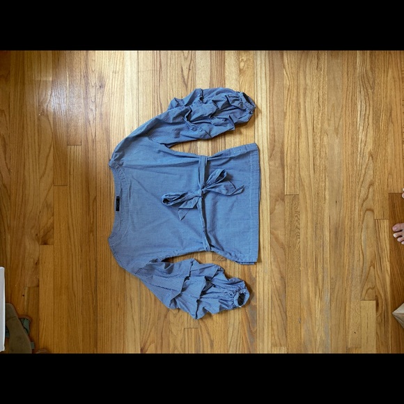 Max Jeans | Black&White Gingham Billow sleeve Top - Picture 4 of 10